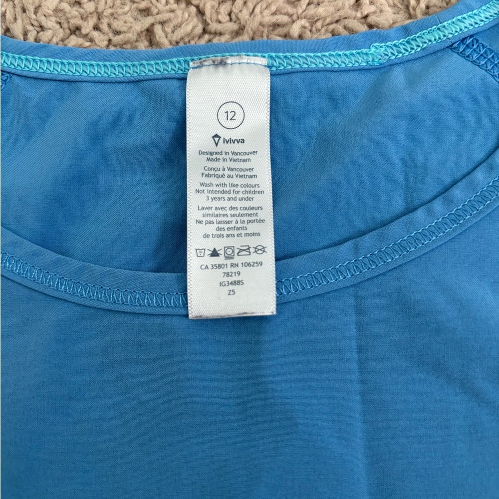 Ivivva kids shirt blue 12 or 0 in lululemon - Picture 2 of 4
